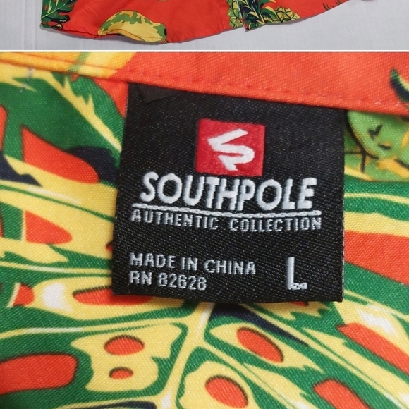 South Pole Tropical Fruit Print Shirt Retro Button Down Casual BOLD SUMMER Lg - Picture 3 of 16